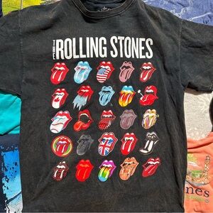 The Rolling Stones Vintage Shirt Adult L Black Acid Wash Band Tee Short Sleeve